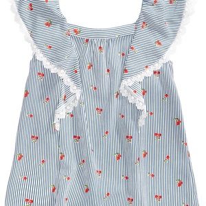 Striped Cherry-Print Top